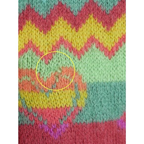 Vintage Benetton Medium Sweater Multicolor Rainbow Fair Isle Ski Nordic Wool 80s - Picture 8 of 14